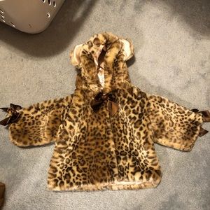 6-12mo Baby Girl Leopard Fur Coat